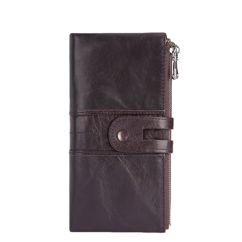 Women's Leather Wallet Large Capacity Multi Card Position Concealed Buckle Coin Purse Vintage Simple Long Wallet Female