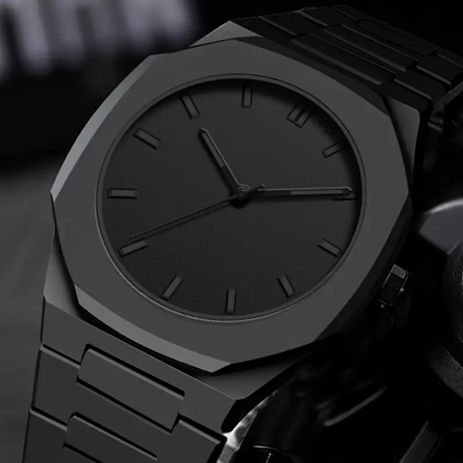 Black Arabic numerals quartz watch